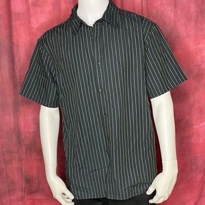 Goodfellow & Co S/S black & gray striped button down.
